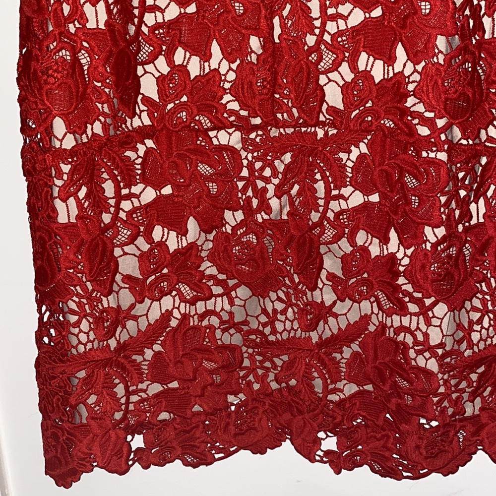 NWOT Sam Edelman Lace Sleeveless Shift Dress Red - Picture 3 of 6